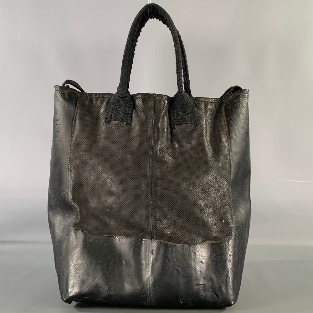 OXS Black Solid Leather Cross Body Tote Bag